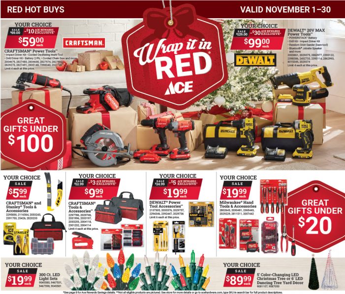 Sender’s Market Ace Hardware November Red Hot Buys! Get Ready for the Holidays, Shop Local & Save!