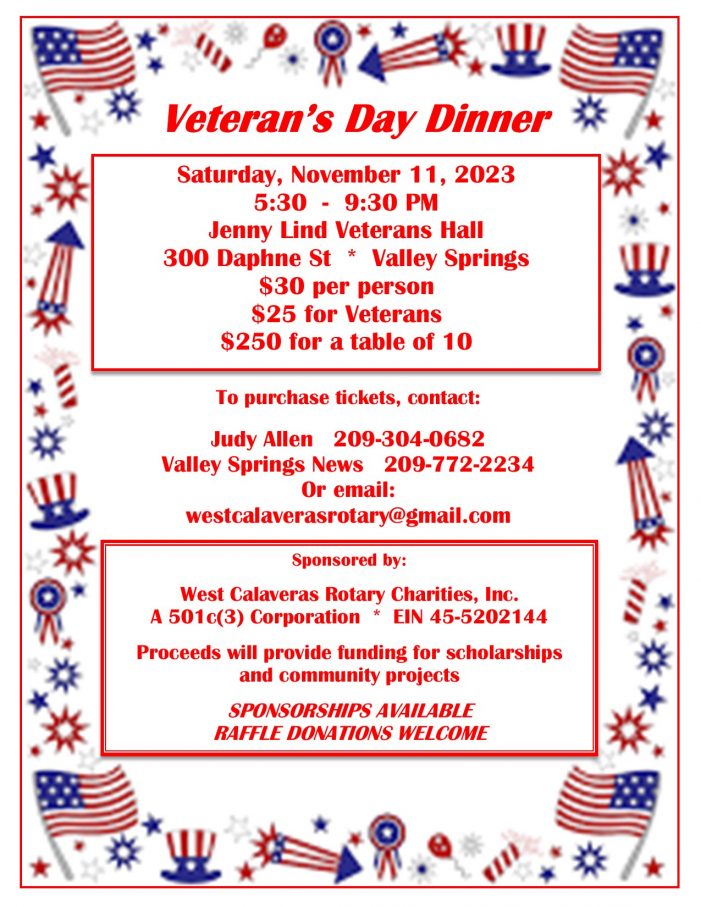 West Calaveras Rotary’s Veteran’s Day Dinner