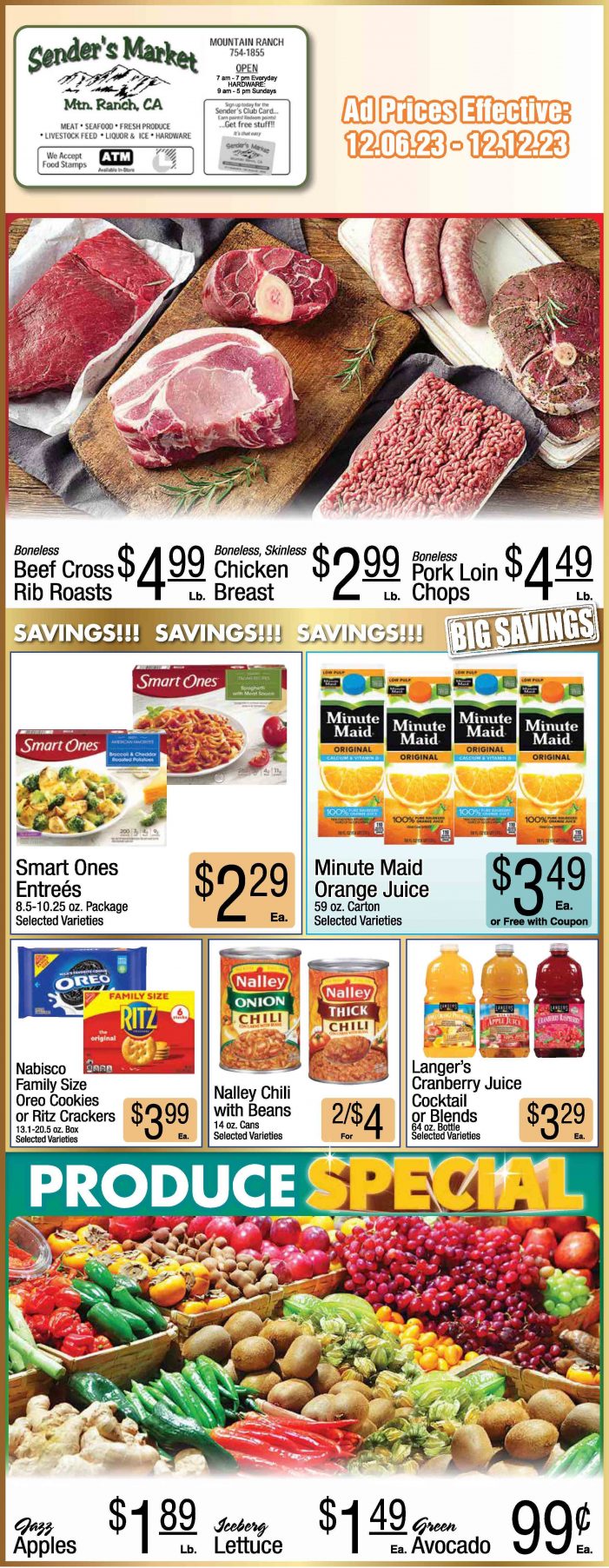 Sender’s Market Weekly Ad & Grocery Specials Through December 12th! Shop Local & Save!!