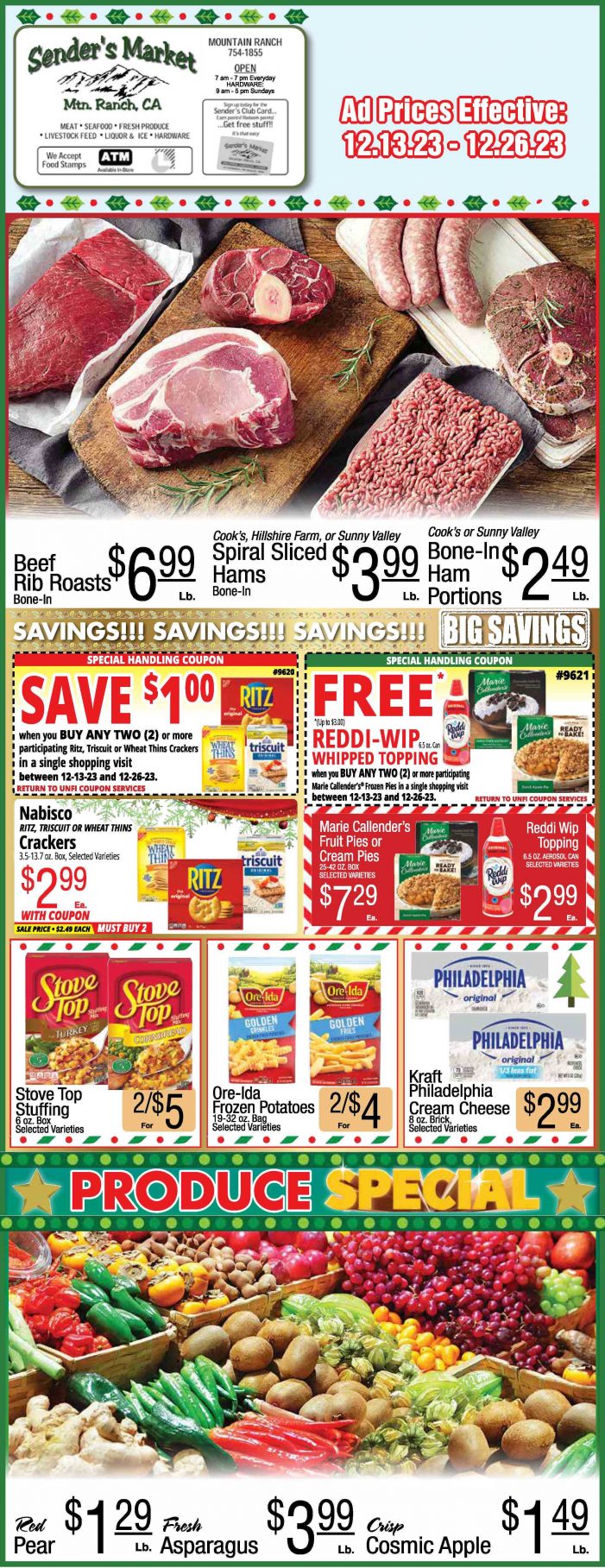 Sender’s Market Big Christmas Ad & Grocery Specials Through December 26th! Shop Local & Save!!