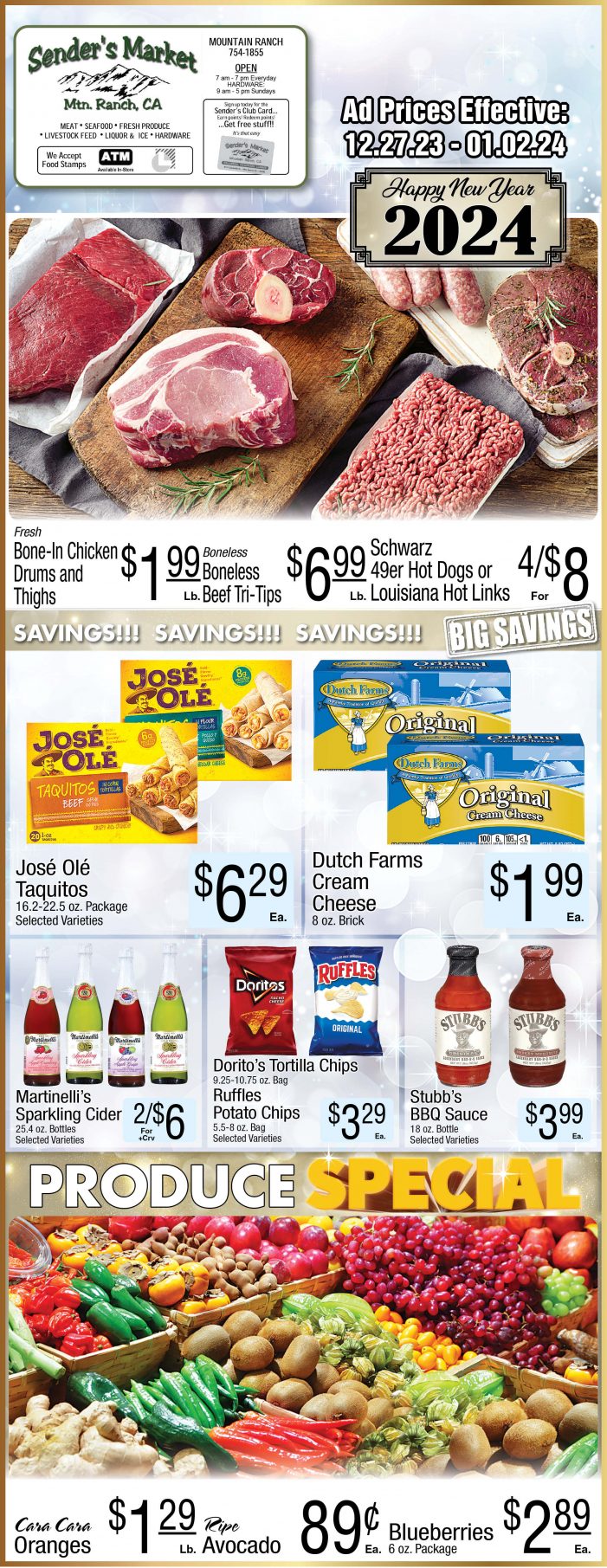 Sender’s Market New Years Ad & Grocery Specials Through January 2nd! Shop Local & Save!!