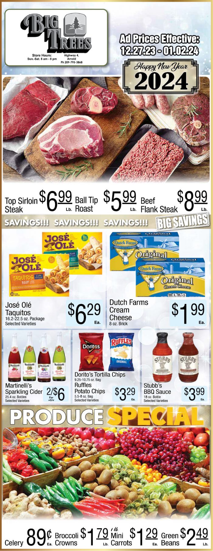 Big Trees Market Big New Years Ad, Grocery, Produce, Meat & Deli Specials Through January 2nd! Shop Local & Save!
