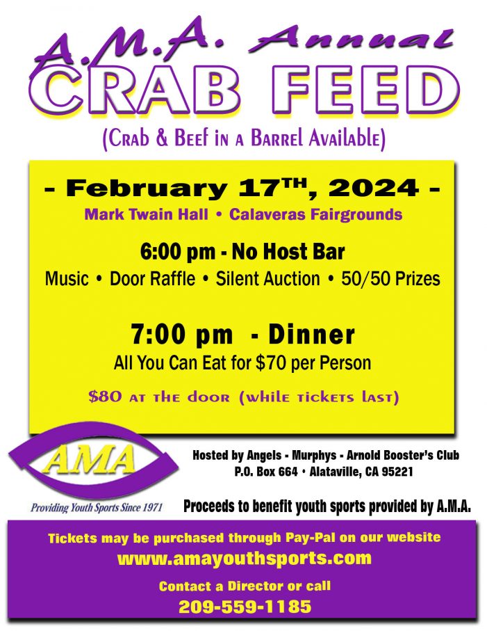 Get Your Tickets Now for the A.M.A Annual Crab Feed on February 17th!
