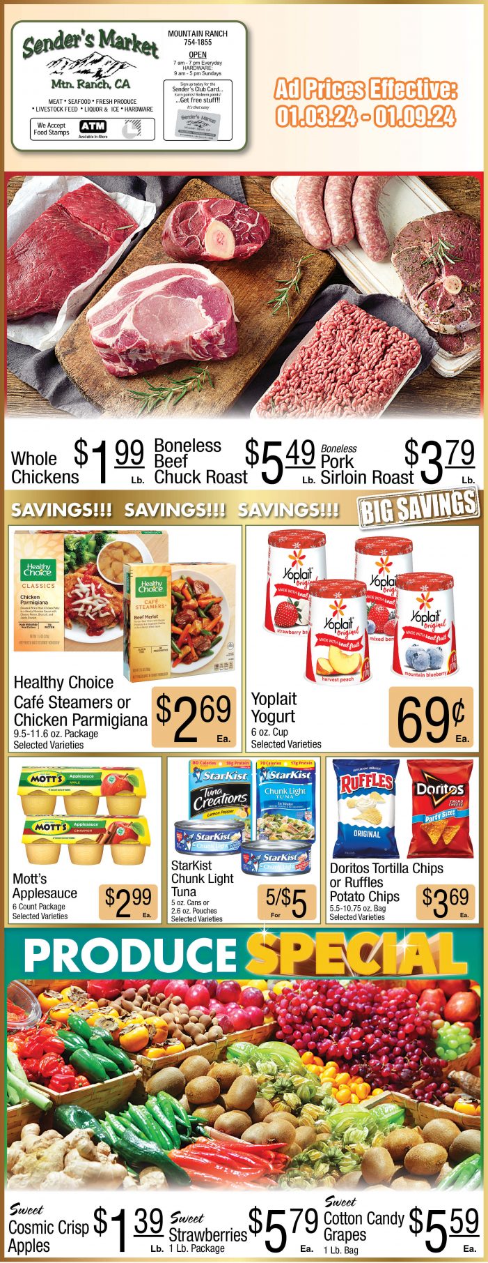 Sender’s Market Weekly Ad & Grocery Specials Through January 9th! Shop Local & Save!!