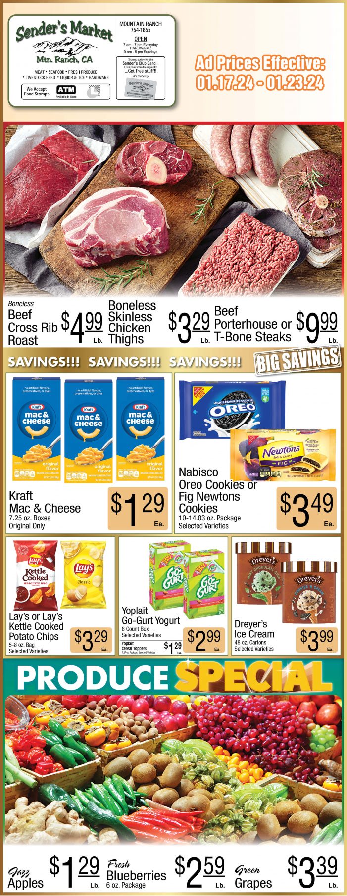 Sender’s Market Weekly Ad & Grocery Specials Through January 23rd! Shop Local & Save!!