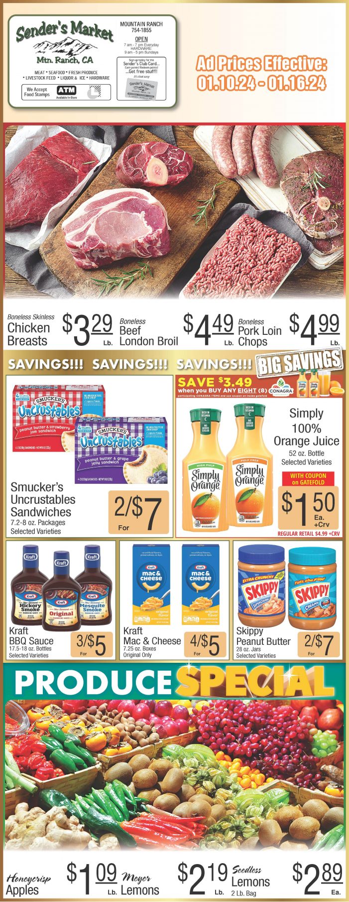 Sender’s Market Weekly Ad & Grocery Specials Through January 16th! Shop Local & Save!!