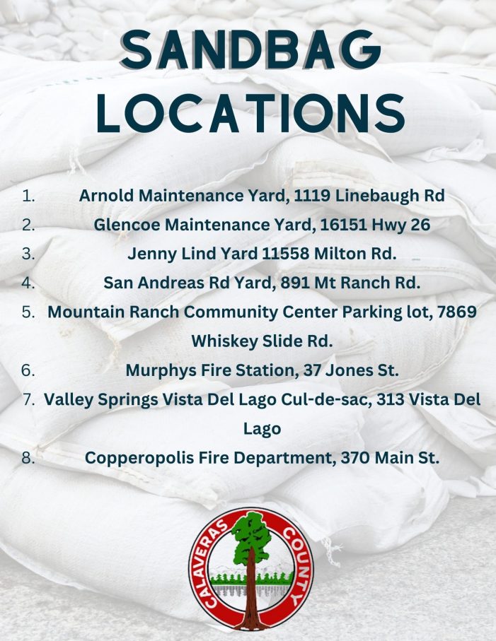 Sand and Sandbags Available in Calaveras County