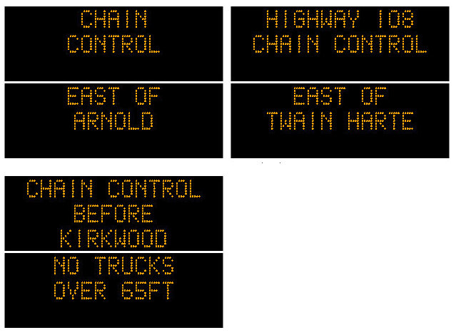 Chain Controls this Morning on Hwys 4, 108 & 88