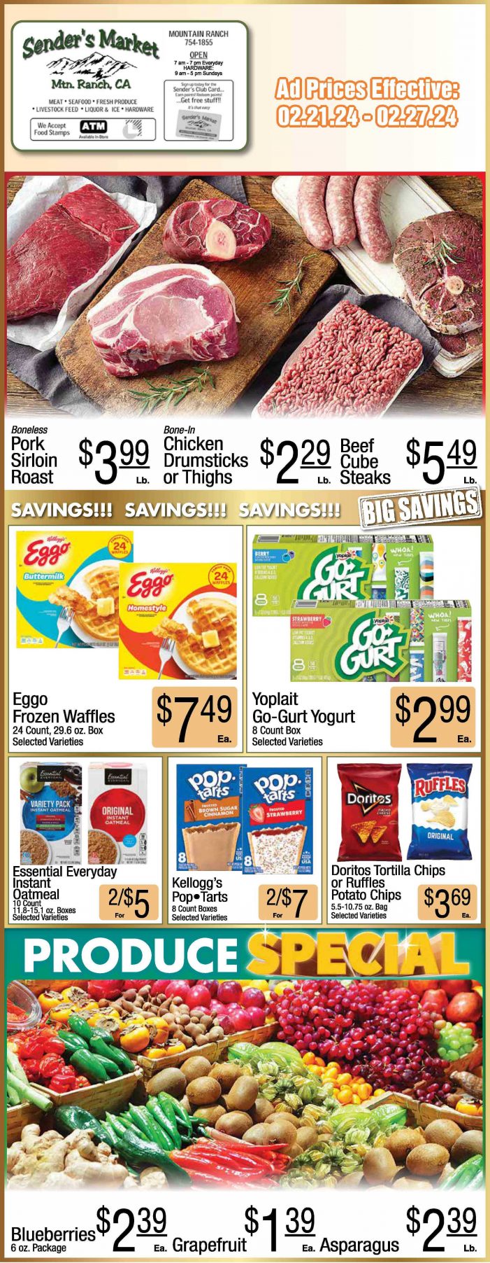 Sender’s Market Weekly Ad & Grocery Specials Through February 27th! Shop Local & Save!!
