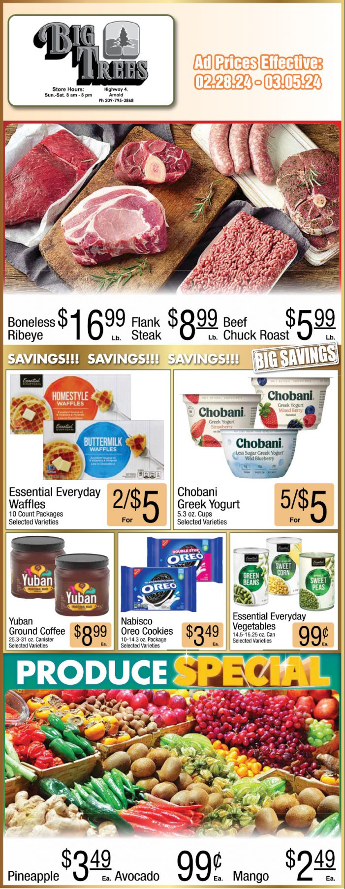 Big Trees Market Weekly Ad, Grocery, Produce, Meat & Deli Specials Through March 5th! Shop Local & Save!