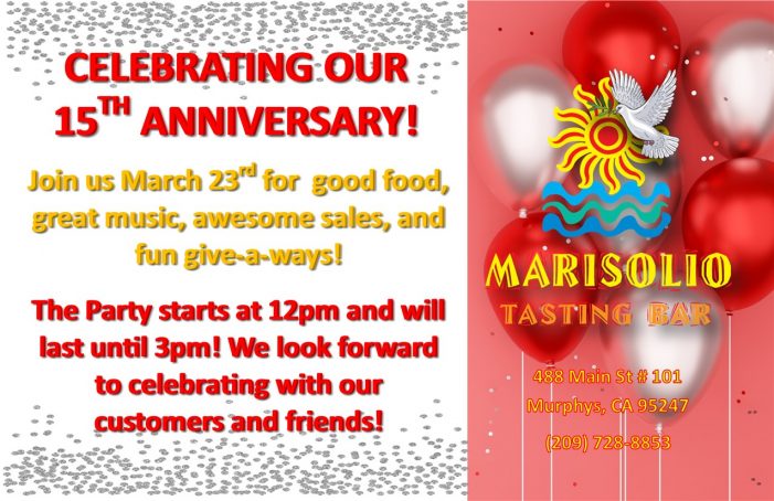 Marisolio Tasting Bar Celebrating 15th Anniversary Today!