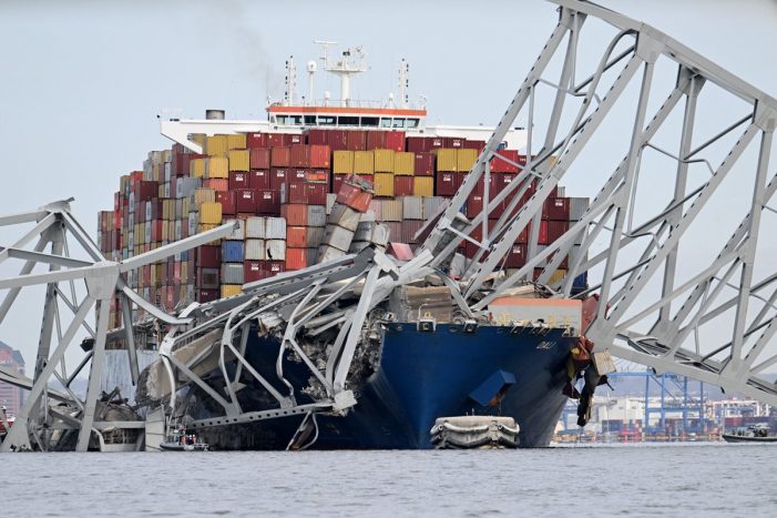 Francis Scott Key Bridge Collapses after Cargo Ship Rams Support Column
