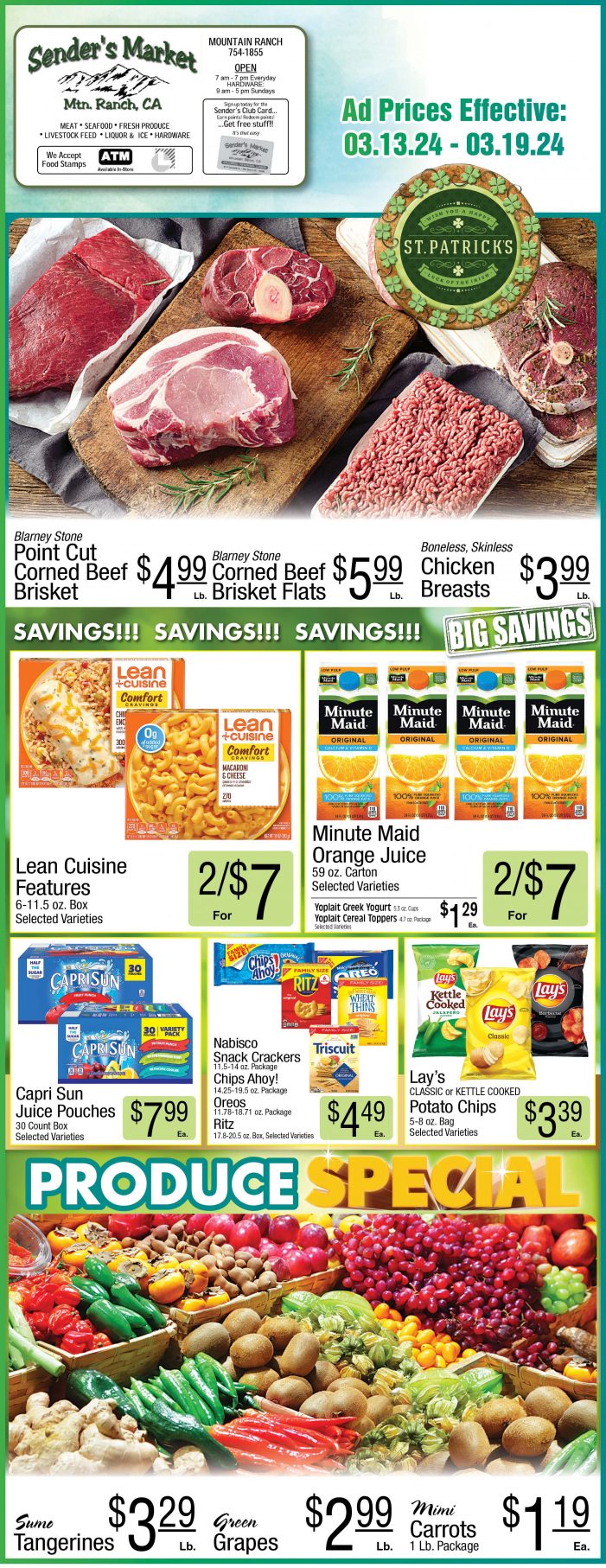 Sender’s Market Weekly Ad & Grocery Specials Through March 19th! Shop Local & Save!!