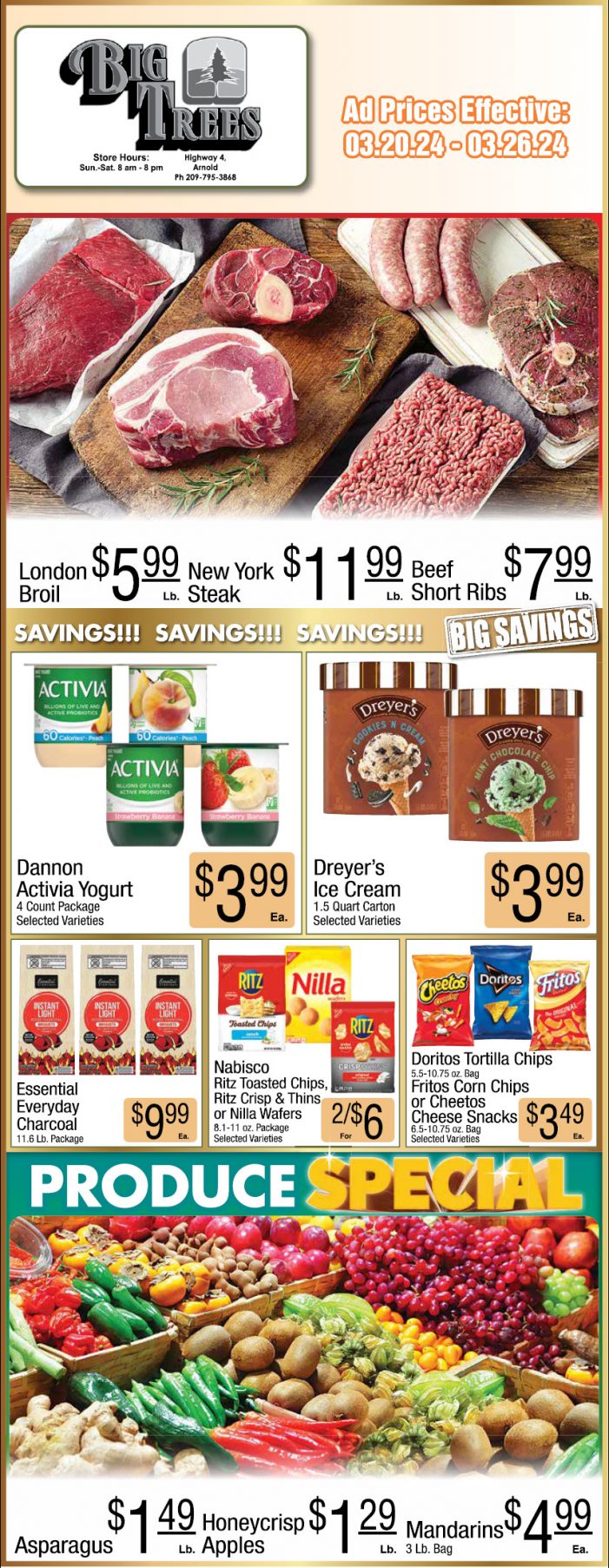 Big Trees Market Weekly Ad, Grocery, Produce, Meat & Deli Specials Through March 26th! Shop Local & Save!