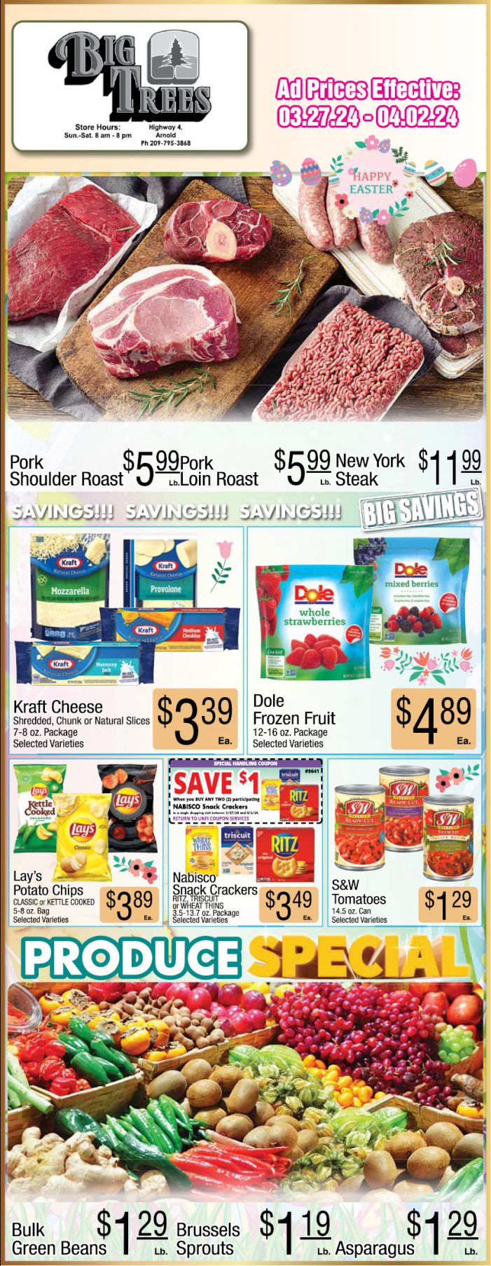 Big Trees Market Weekly Ad, Grocery, Produce, Meat & Deli Specials Through April 2nd! Shop Local & Save!