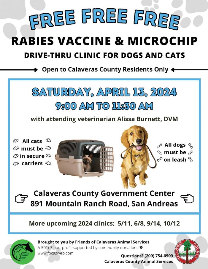 FREE – Rabies & Microchip Drive-Thru Clinic for Dogs and Cats