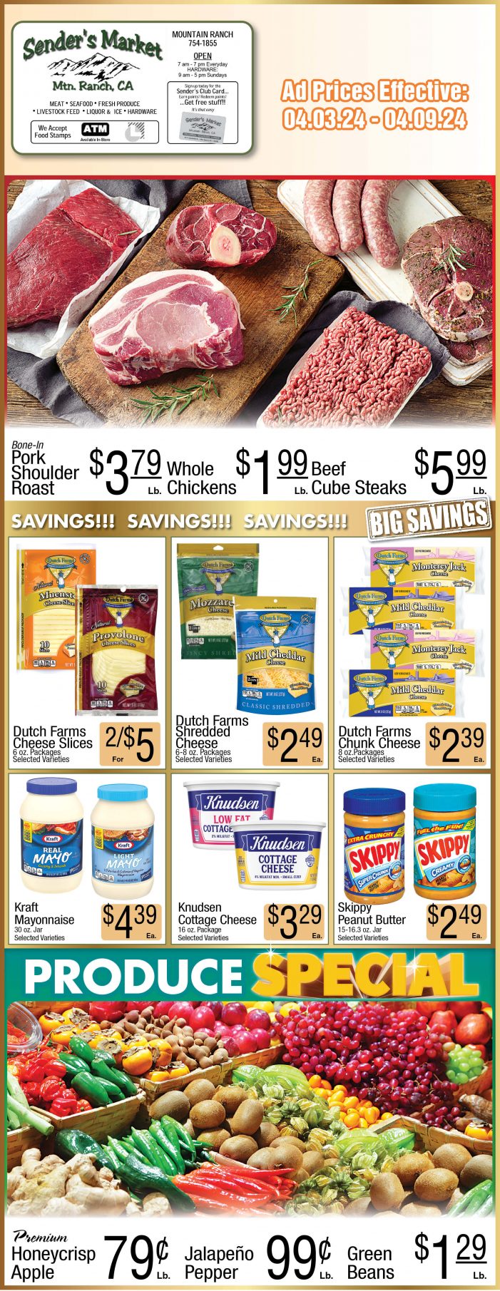 Sender’s Market Weekly Ad & Grocery Specials Through April 9th! Shop Local & Save!!