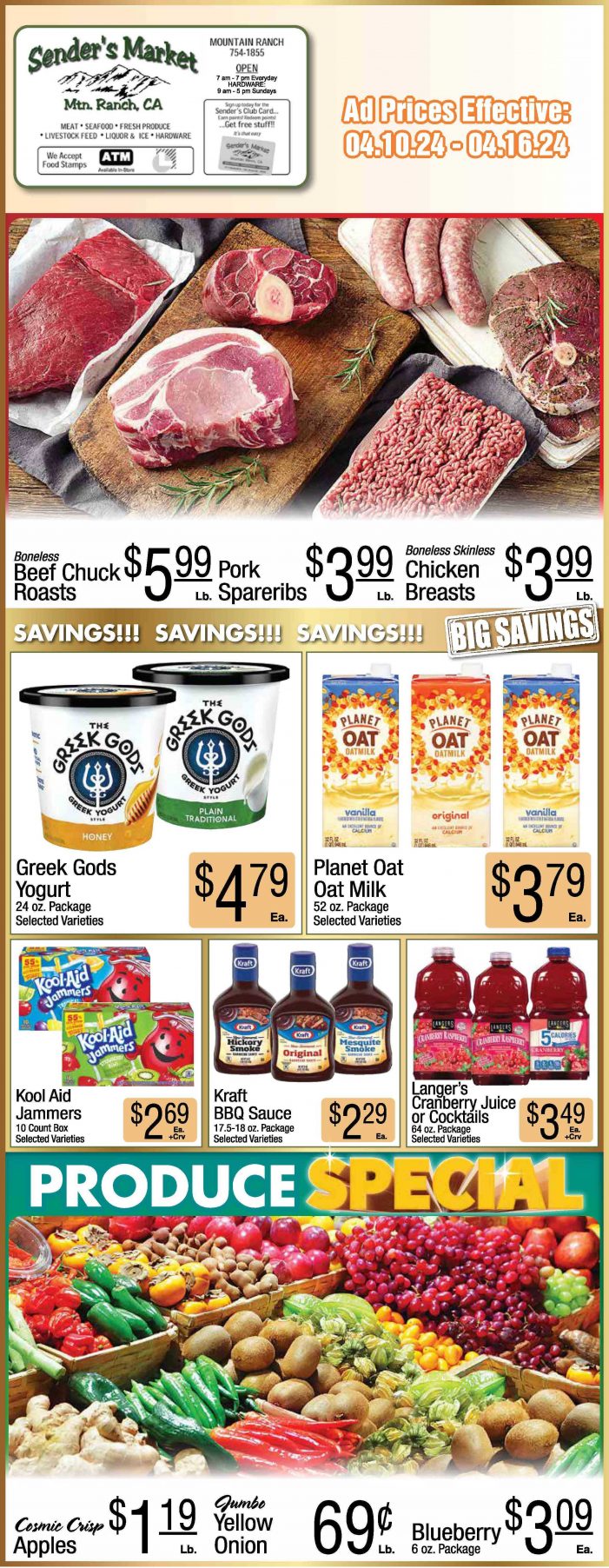 Sender’s Market Weekly Ad & Grocery Specials Through April 16th! Shop Local & Save!!