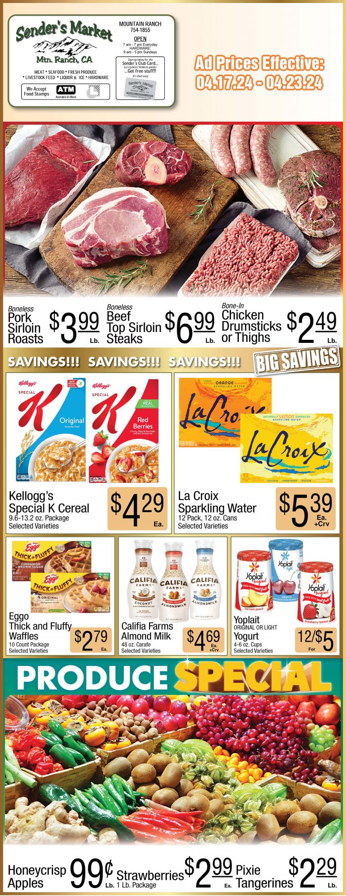 Sender’s Market Weekly Ad & Grocery Specials Through April 23rd! Shop Local & Save!!