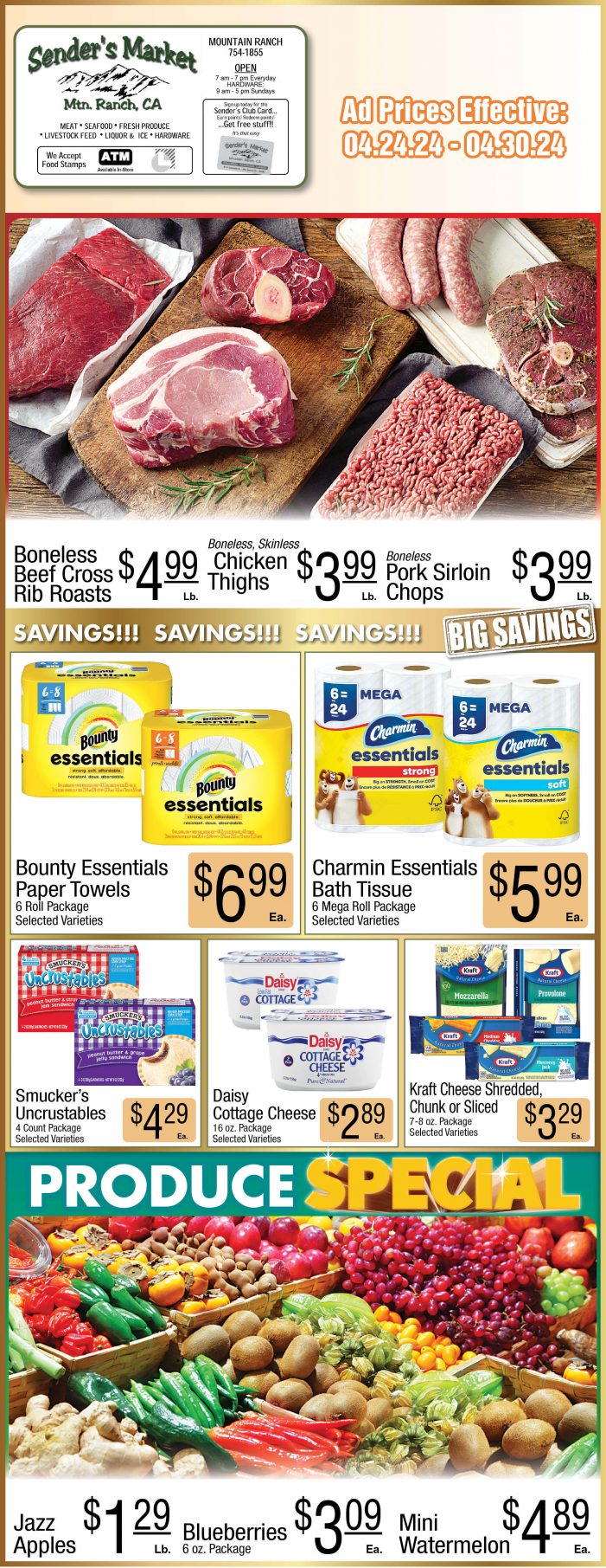 Sender’s Market Weekly Ad & Grocery Specials Through April 30th! Shop Local & Save!!