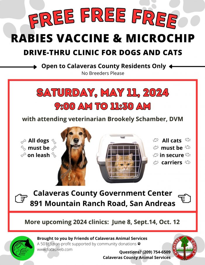 Free Rabies Vaccine & Microchip Clinic on May 11th
