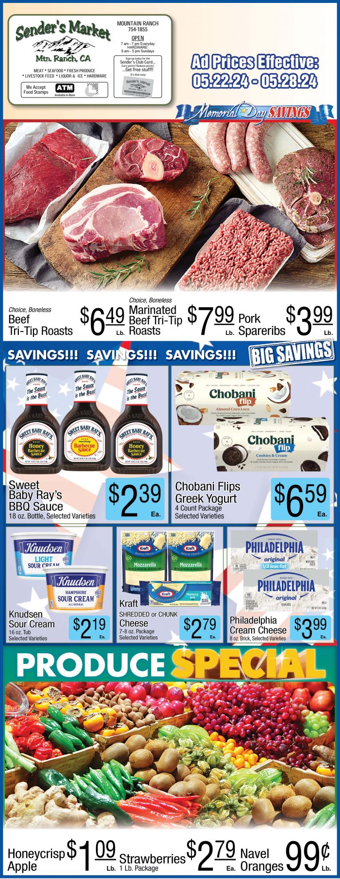 Sender’s Market Weekly Ad & Grocery Specials Through May 28th! Shop Local & Save!!