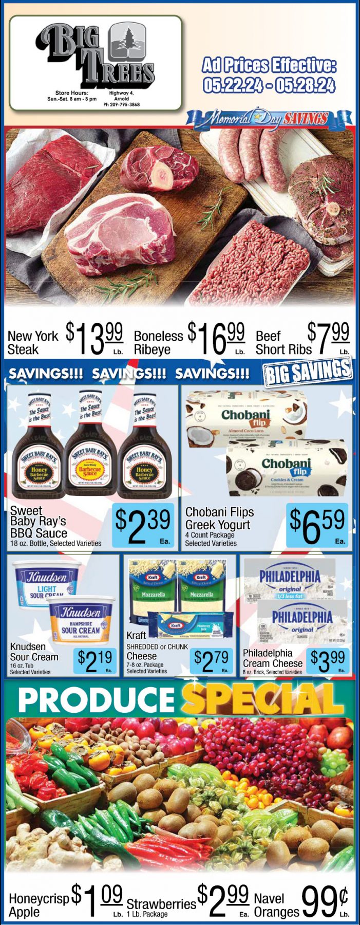 Big Trees Market Weekly Ad, Grocery, Produce, Meat & Deli Specials Through May 28! Shop Local & Save!