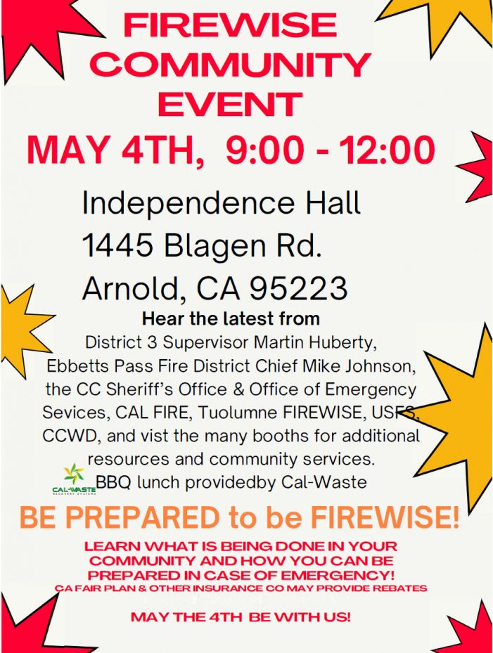 The 2024 Arnold Firewise Community Meeting is May 4th!