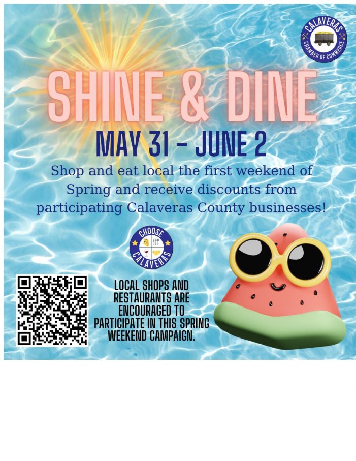 Shine & Dine in Calaveras County Through June 2nd