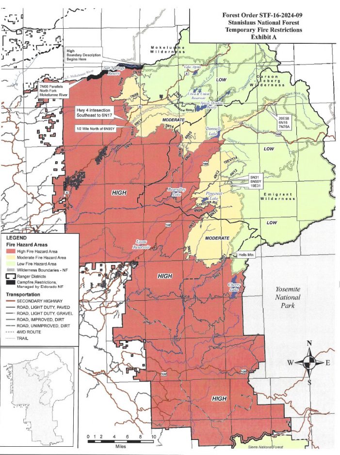 Stanislaus National Forest Issues Fire Restrictions on Moderate and High Hazard Fire Areas