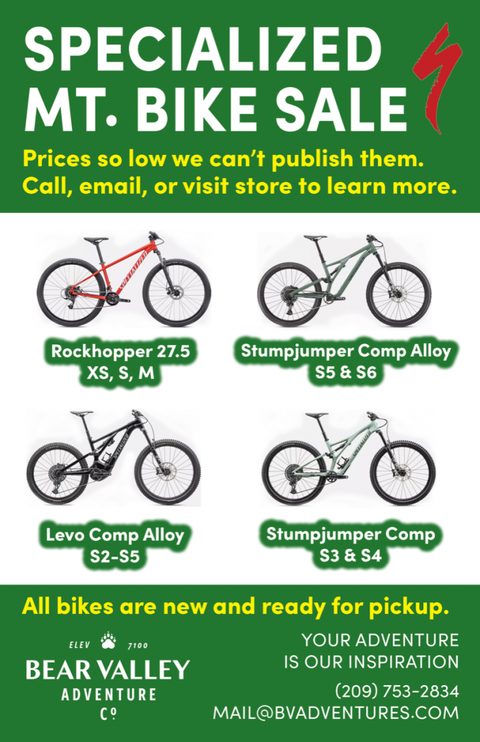 Huge Specialized Mt. Bike Sale at Bear Valley Adventure Company