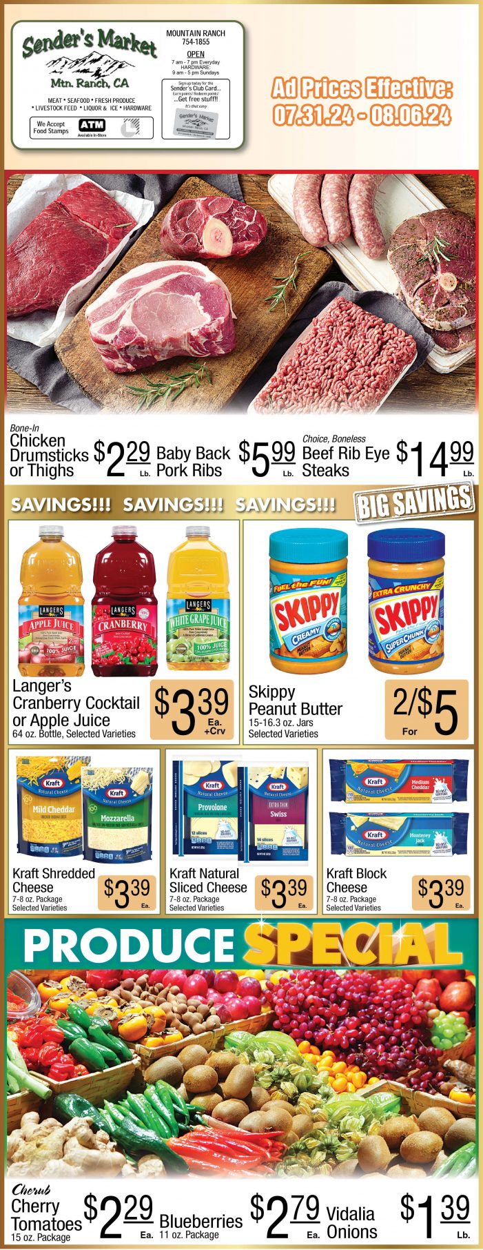 Sender’s Market Weekly Ad & Grocery Specials Through August 6th! Shop Local & Save!!