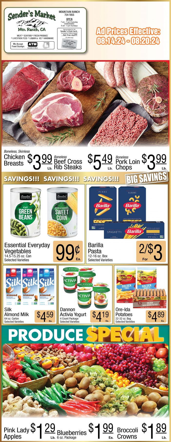 Sender’s Market Weekly Ad & Grocery Specials Through August 20th! Shop Local & Save!!