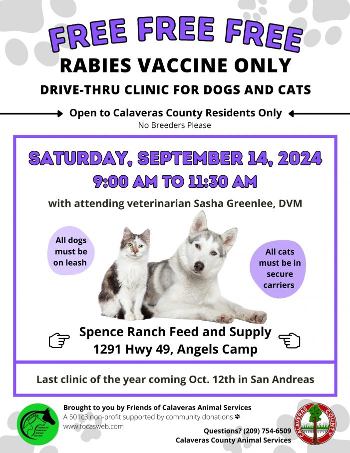 Free Rabies Drive Thru Clinic at Spence Ranch