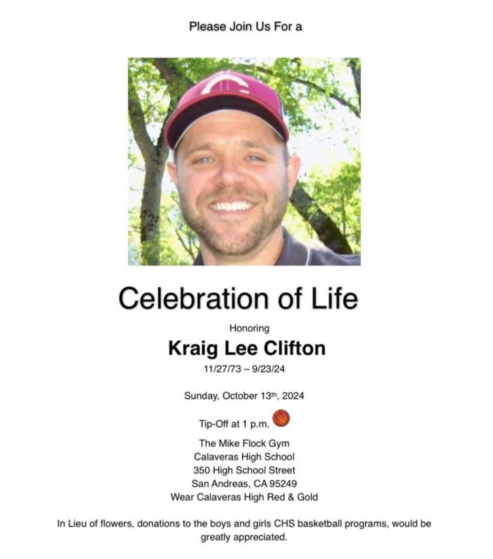 October 13th Celebration of Life for Kraig Lee Clifton