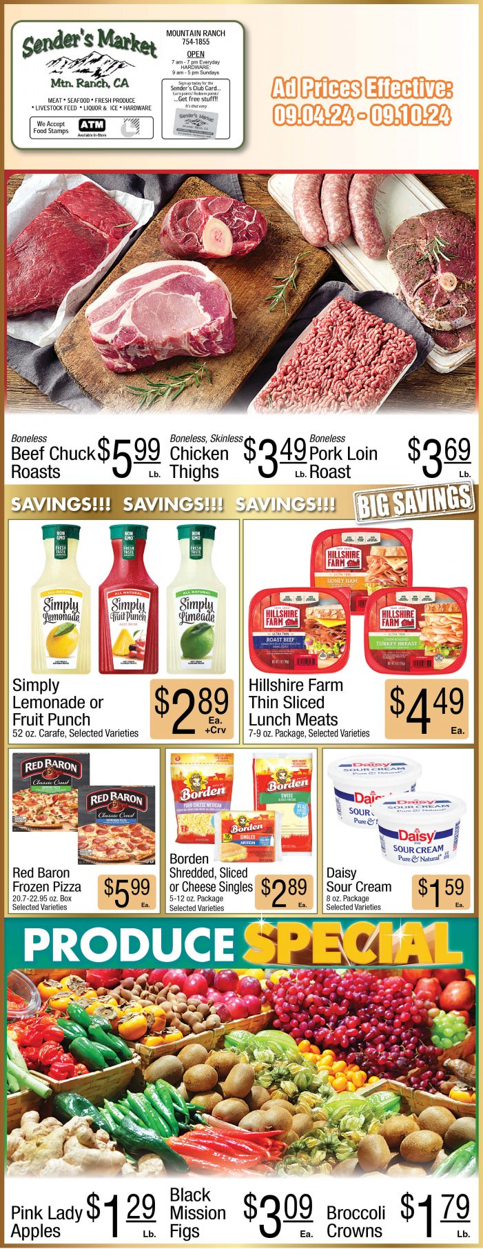 Sender’s Market Weekly Ad & Grocery Specials Through September 10th! Shop Local & Save!!