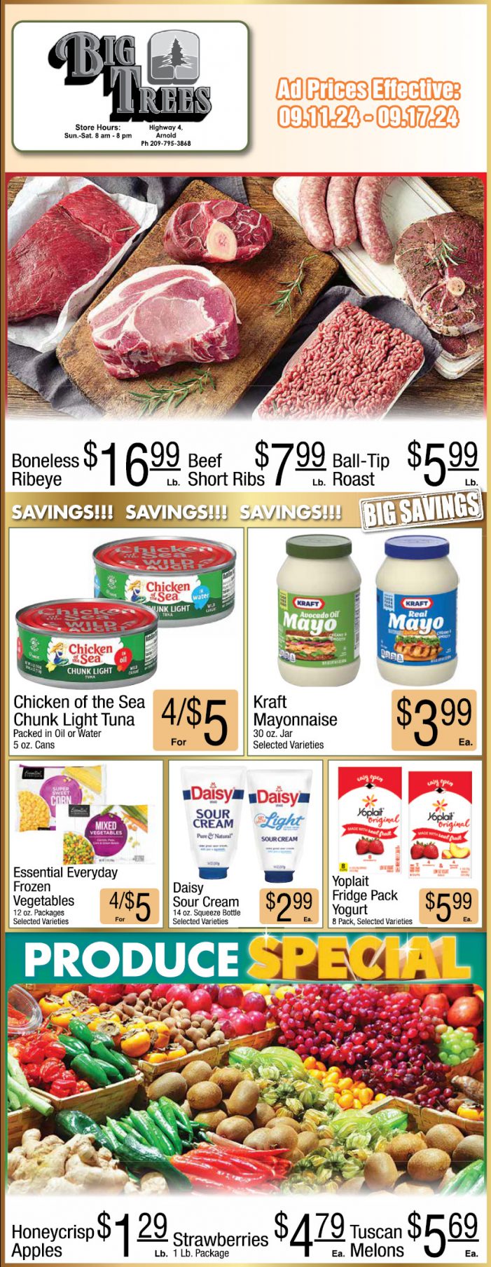 Big Trees Market Weekly Ad, Grocery, Produce, Meat & Deli Specials Through September 17th!