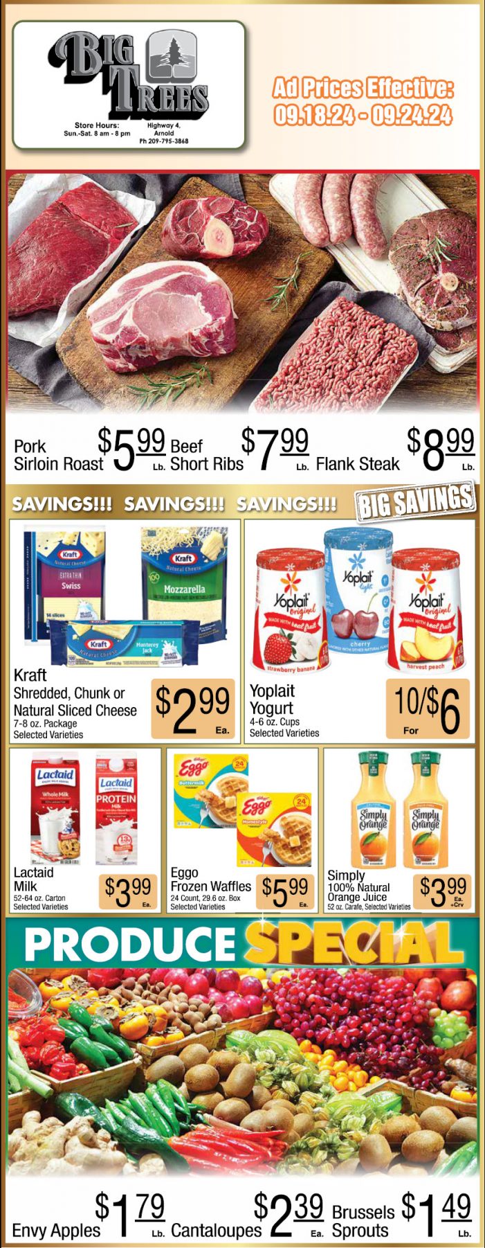 Big Trees Market Weekly Ad, Grocery, Produce, Meat & Deli Specials Through September 24th!  Shop Local & Save!