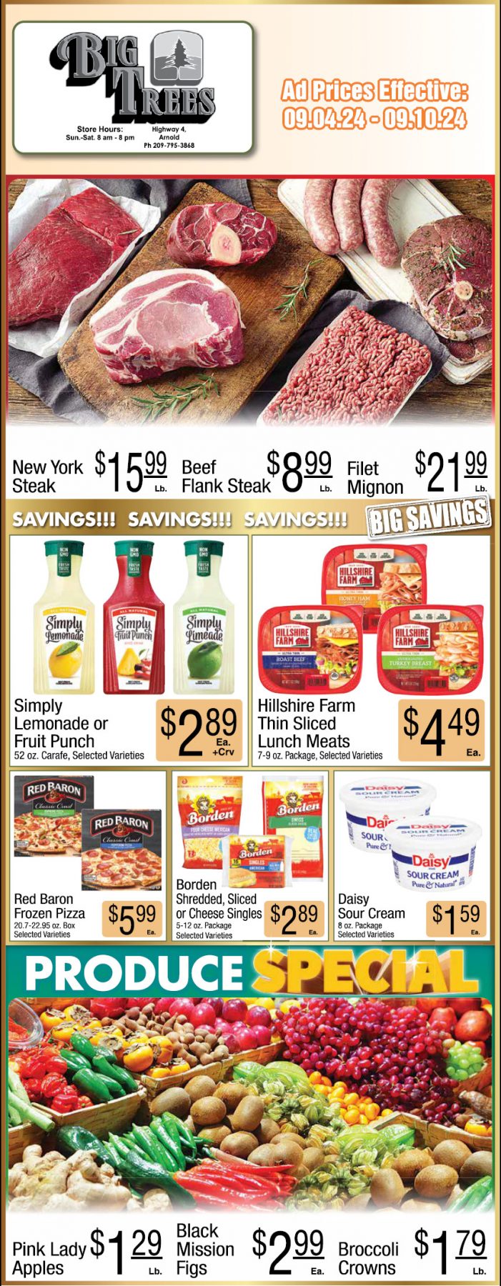 Big Trees Market Weekly Ad, Grocery, Produce, Meat & Deli Specials Through September 10th!  Shop Local & Save!