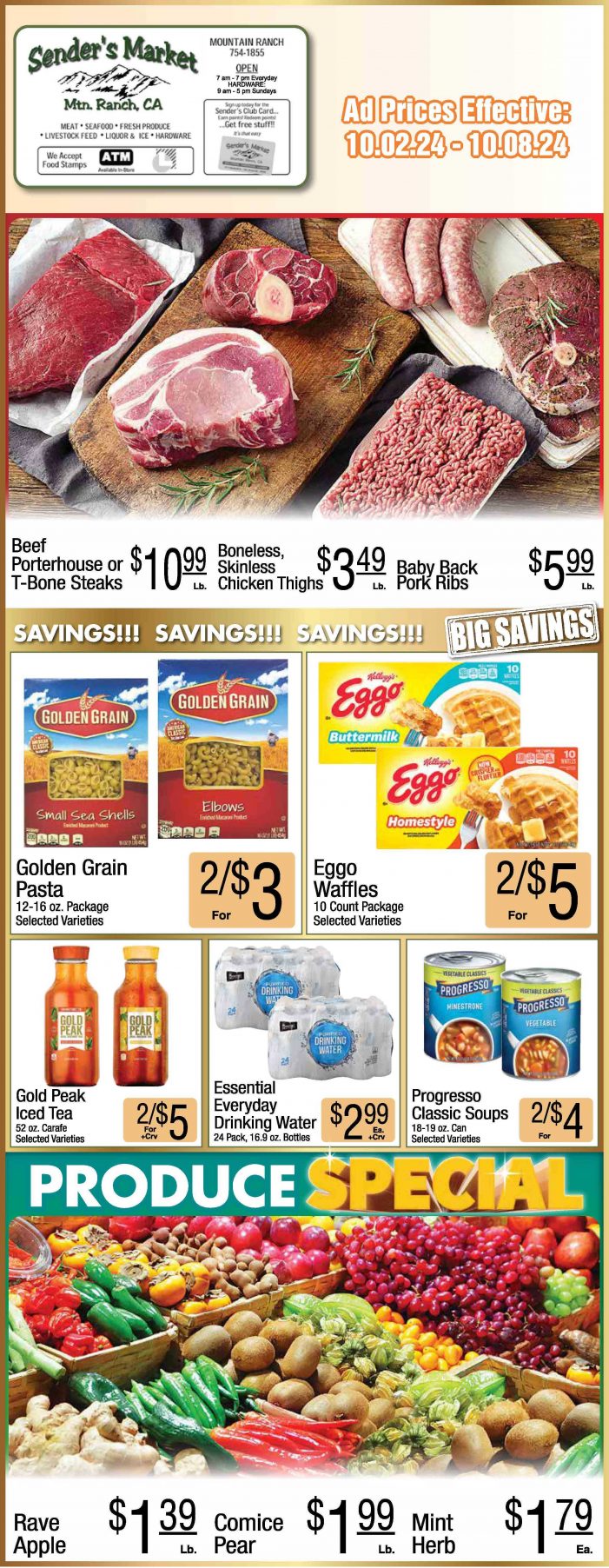 Sender’s Market Weekly Ad & Grocery Specials Through October 8th! Shop Local & Save!!