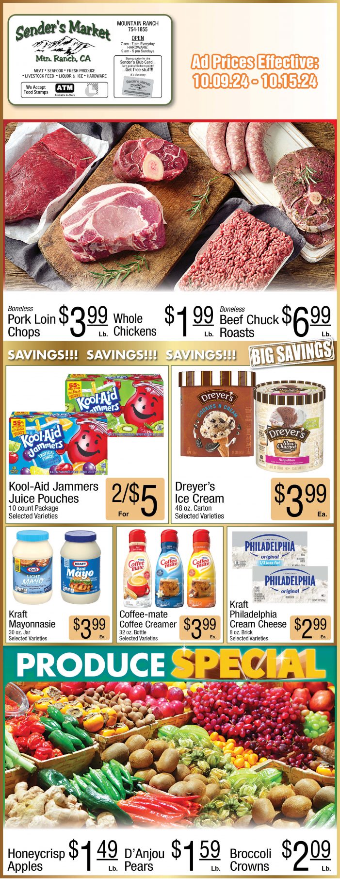 Sender’s Market Weekly Ad & Grocery Specials Through October 15th! Shop Local & Save!!