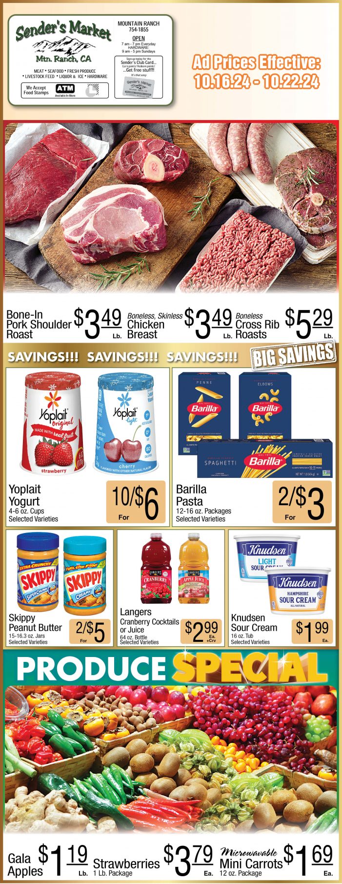 Sender’s Market Weekly Ad & Grocery Specials Through October 22nd! Shop Local & Save!!