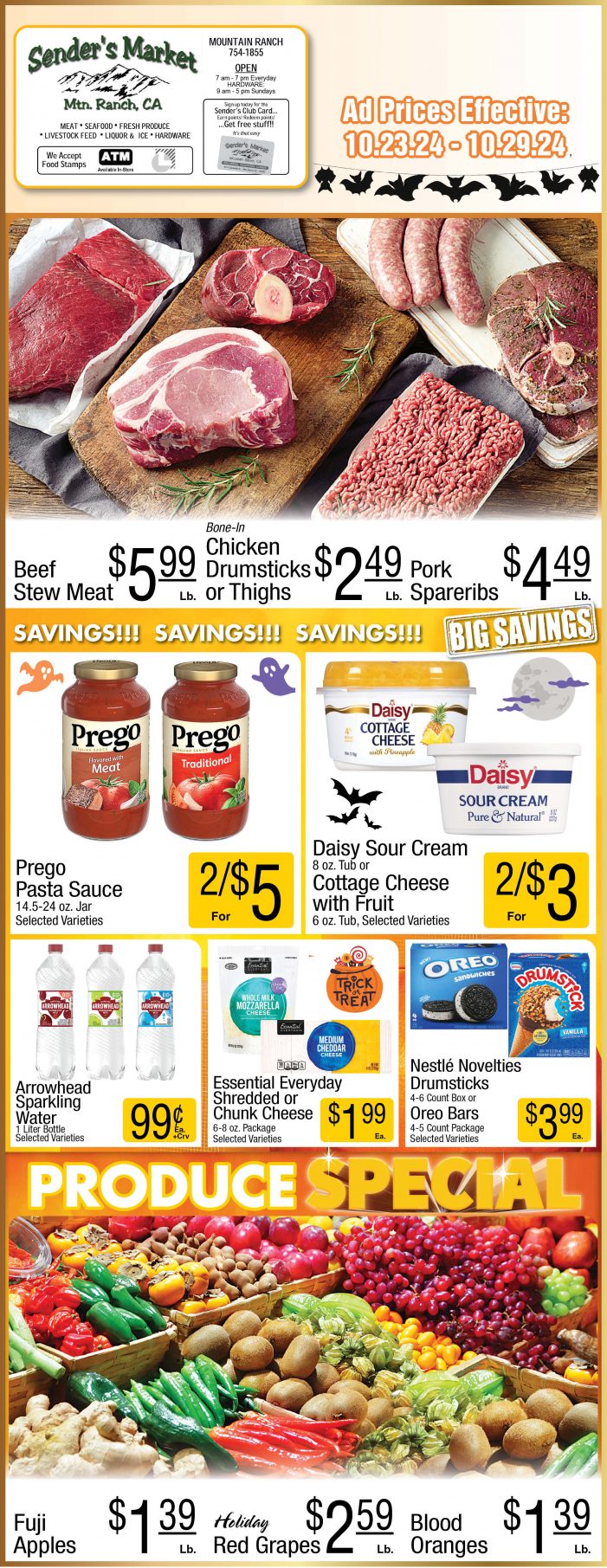 Sender’s Market Weekly Ad & Grocery Specials Through October 29th! Shop Local & Save!!