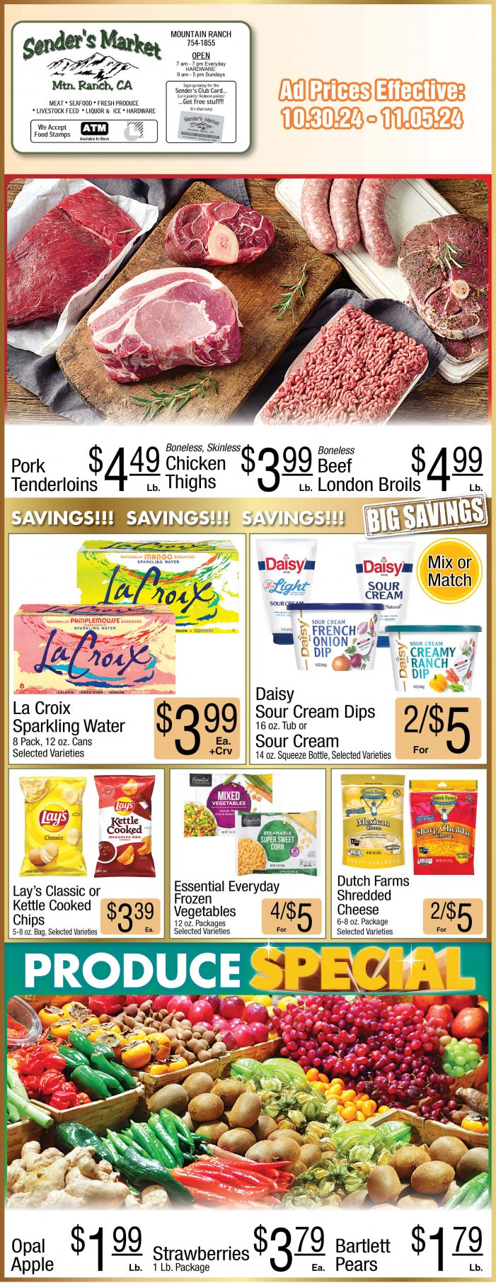 Sender’s Market Weekly Ad & Grocery Specials Through November 5th! Shop Local & Save!!