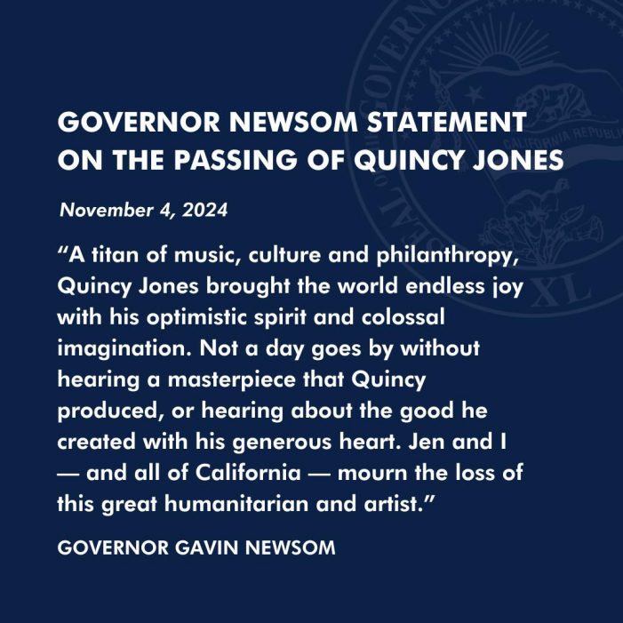 Governor Newsom on Passing of Quincy Jones