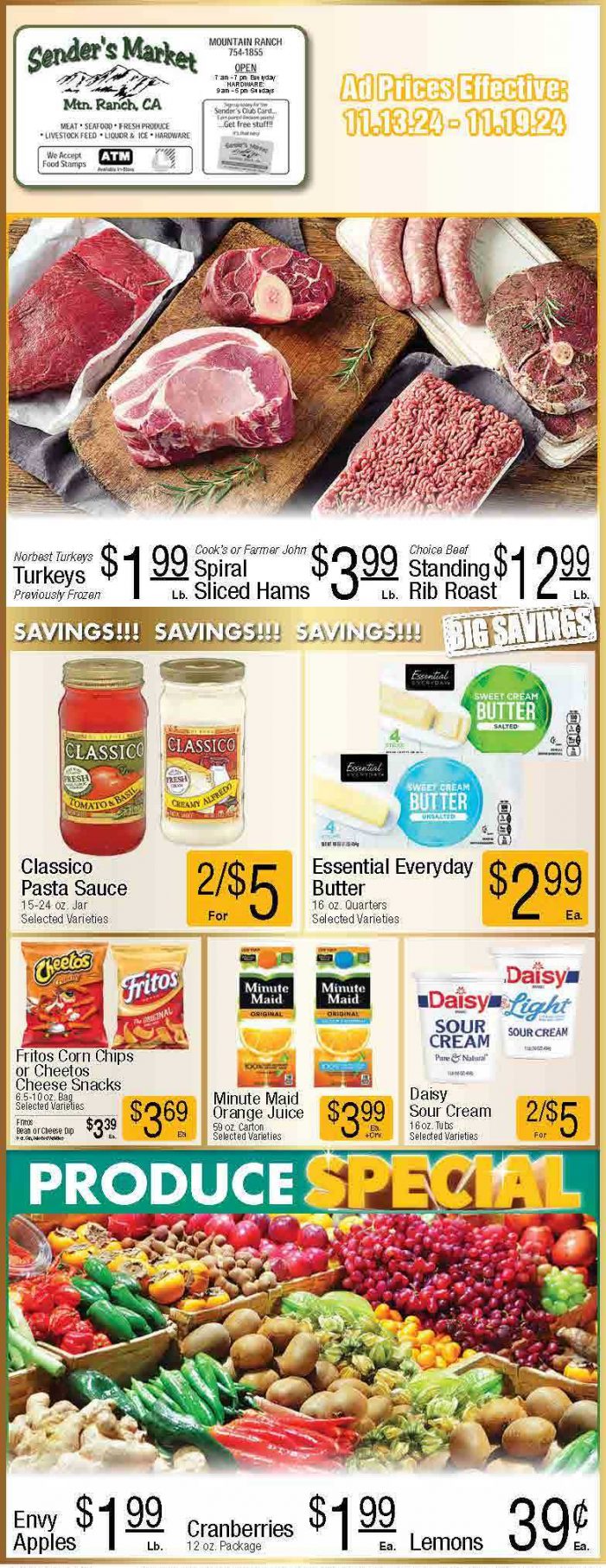 Sender’s Market Weekly Ad & Grocery Specials Through November 19th! Shop Local & Save!!