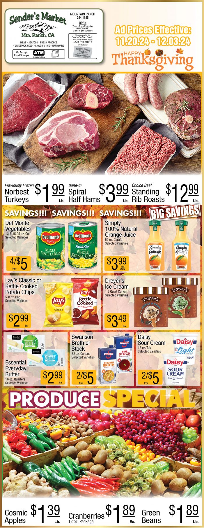 Sender’s Market Thanksgiving Ad & Grocery Specials Through December 3rd! Shop Local & Save!!