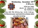 VFW Post 2600 Hosting Potluck Christmas Dinner