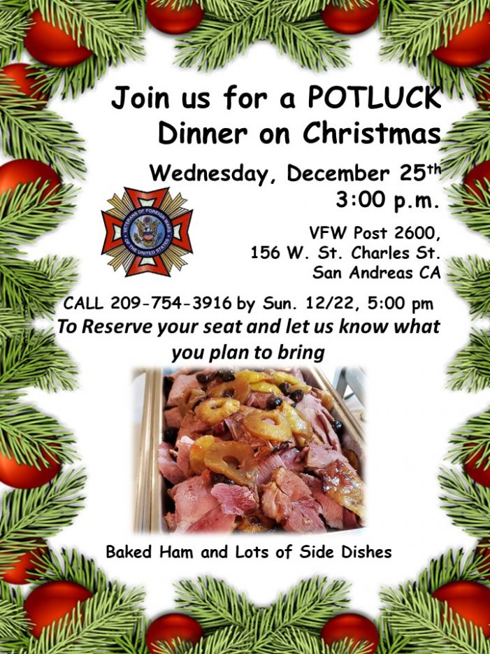 VFW Post 2600 Hosting Potluck Christmas Dinner