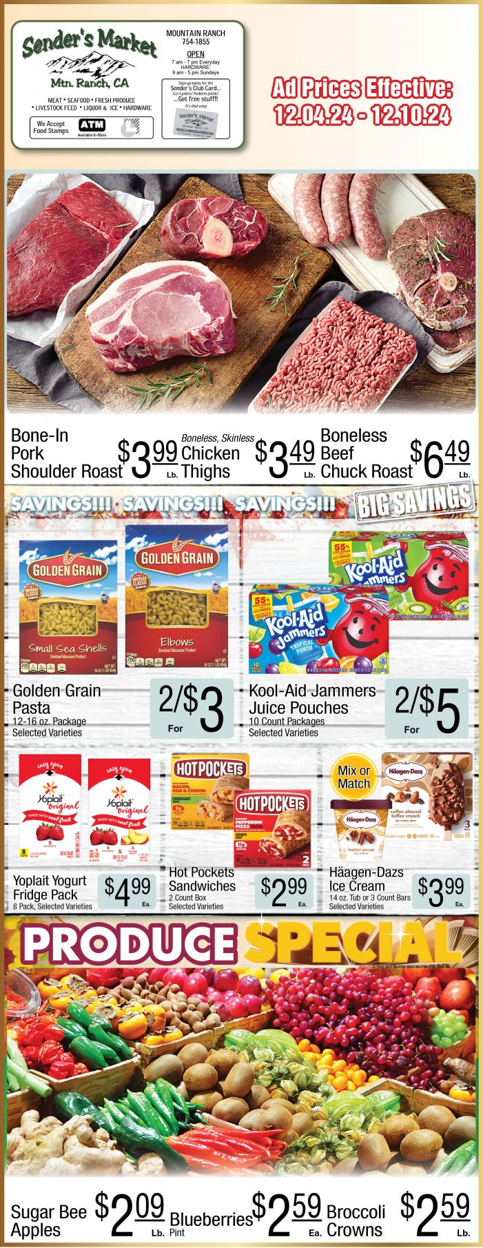 Sender’s Market Weekly Ad & Grocery Specials Through December 10th! Shop Local & Save!!